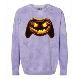 Halloween Pumpkin Jack O Lantern Face Video Game Controller Colorblast Crewneck Sweatshirt