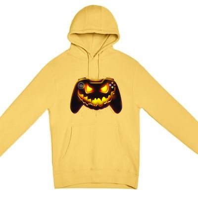 Halloween Pumpkin Jack O Lantern Face Video Game Controller Premium Pullover Hoodie