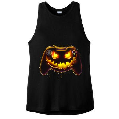 Halloween Pumpkin Jack O Lantern Face Video Game Controller Ladies PosiCharge Tri-Blend Wicking Tank