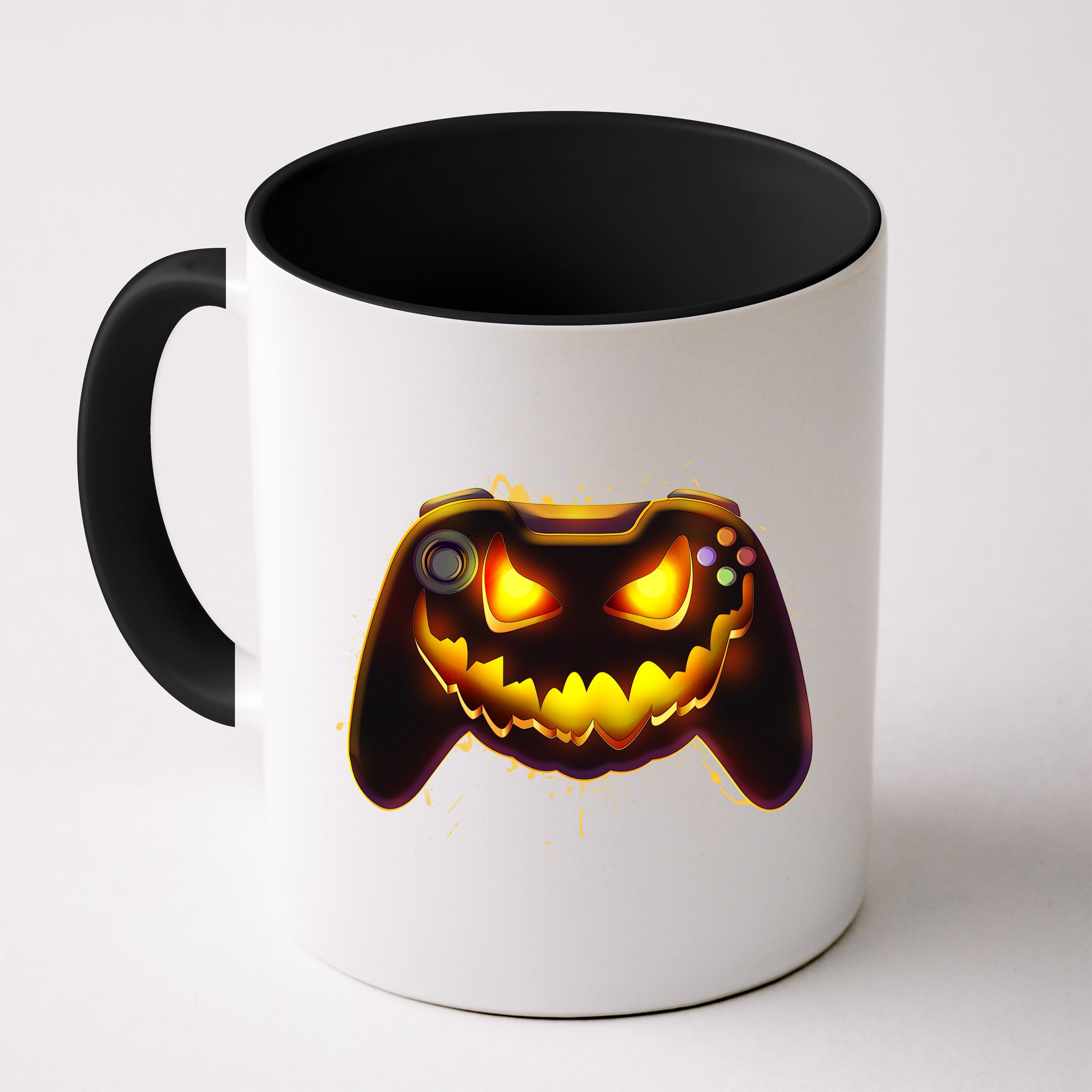 Halloween Pumpkin Jack O Lantern Face Video Game Controller Mug
