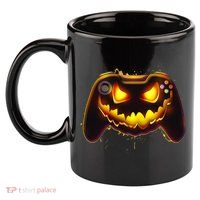 Halloween Pumpkin Jack O Lantern Face Video Game Controller 11oz C Handle Ceramic Mug