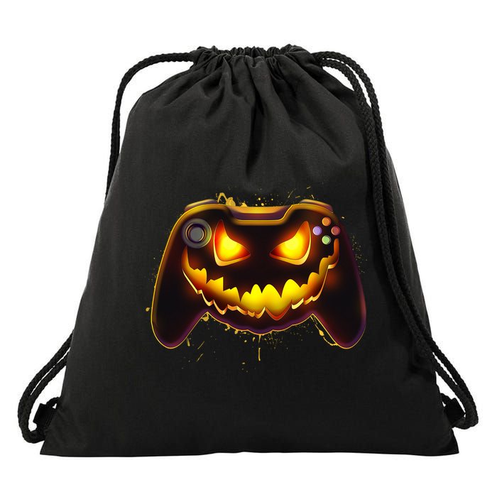 Halloween Pumpkin Jack O Lantern Face Video Game Controller Drawstring Bag