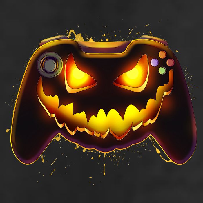 Halloween Pumpkin Jack O Lantern Face Video Game Controller Crop Fleece Hoodie