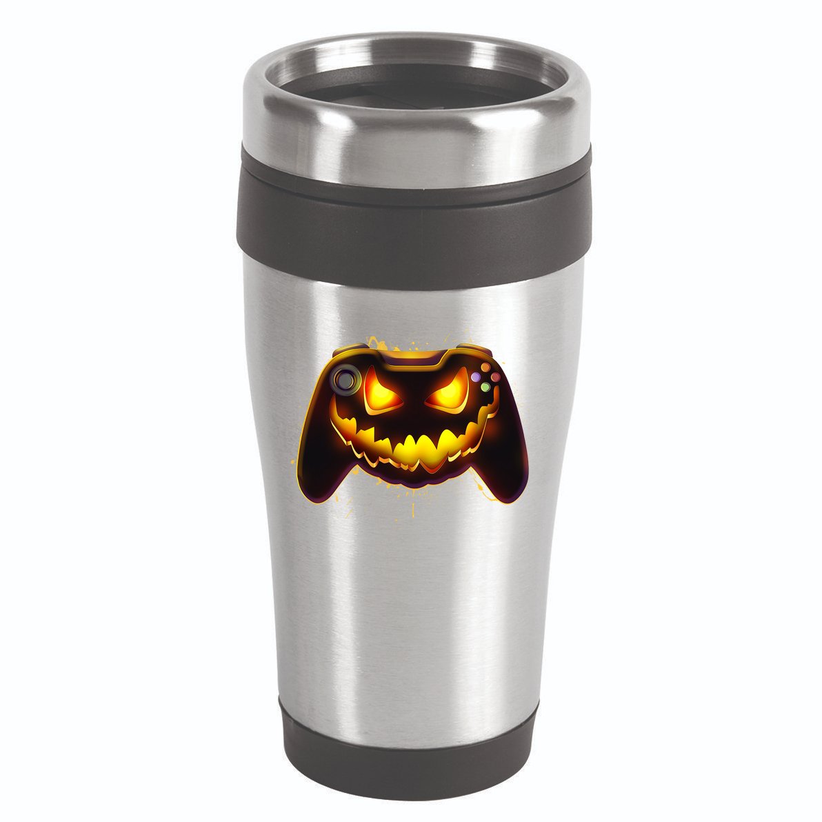 Halloween Pumpkin Jack O Lantern Face Video Game Controller 16oz Travel Tumbler