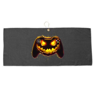 Halloween Pumpkin Jack O Lantern Face Video Game Controller Large Microfiber Waffle Golf Towel