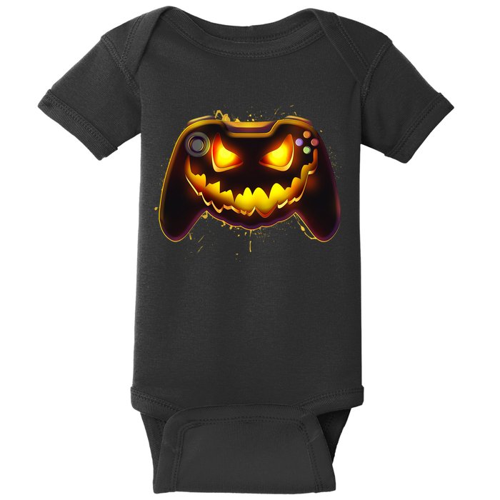 Halloween Pumpkin Jack O Lantern Face Video Game Controller Baby Bodysuit