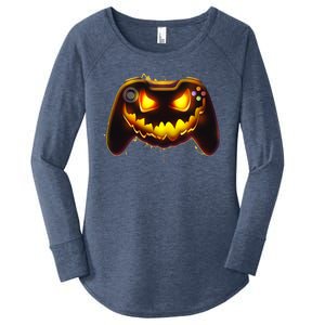 Halloween Pumpkin Jack O Lantern Face Video Game Controller Women's Perfect Tri Tunic Long Sleeve Shirt