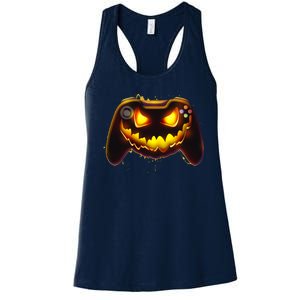 Halloween Pumpkin Jack O Lantern Face Video Game Controller Women's Racerback Tank