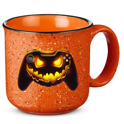 Halloween Pumpkin Jack O Lantern Face Video Game Controller 15oz Campfire Ceramic Mug
