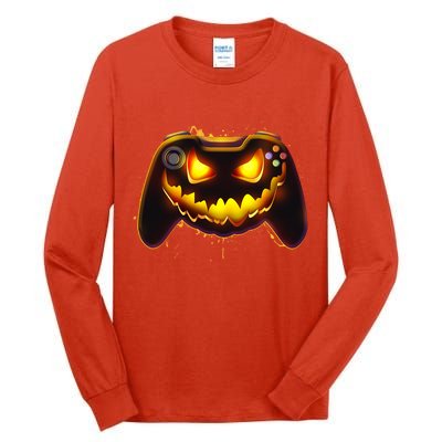 Halloween Pumpkin Jack O Lantern Face Video Game Controller Tall Long Sleeve T-Shirt
