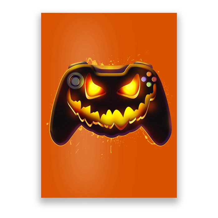 Halloween Pumpkin Jack O Lantern Face Video Game Controller Poster