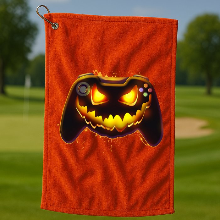 Halloween Pumpkin Jack O Lantern Face Video Game Controller Golf Towel