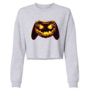 Halloween Pumpkin Jack O Lantern Face Video Game Controller Cropped Pullover Crew