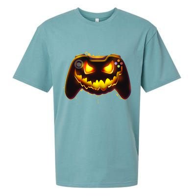 Halloween Pumpkin Jack O Lantern Face Video Game Controller Sueded Cloud Jersey T-Shirt