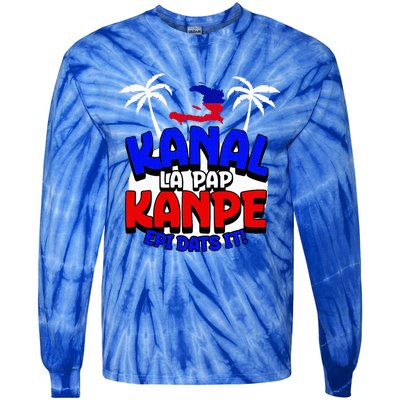 Haiti Pride Kanal Pap Kanpe Haitian Creole Heritage 1804 Map Tie-Dye Long Sleeve Shirt