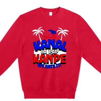 Haiti Pride Kanal Pap Kanpe Haitian Creole Heritage 1804 Map Premium Crewneck Sweatshirt