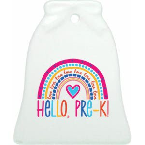 Hello Pre K First Day Of School Ceramic Bell Ornament