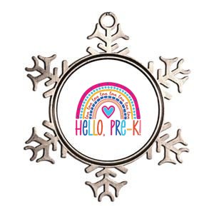 Hello Pre K First Day Of School Metallic Star Ornament