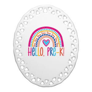 Hello Pre K First Day Of School Ceramic Oval Ornament