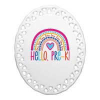 Hello Pre K First Day Of School Ceramic Oval Ornament