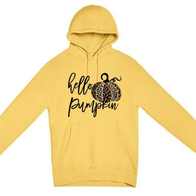 Hello Pumpkin Leopard Thanksgiving Halloween Fall Meaningful Gift Premium Pullover Hoodie