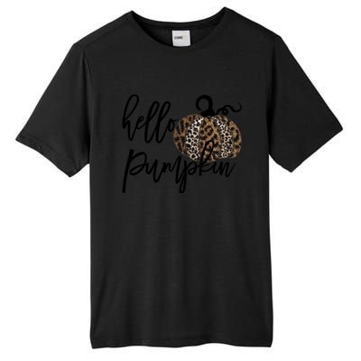 Hello Pumpkin Leopard Thanksgiving Halloween Fall Meaningful Gift Tall Fusion ChromaSoft Performance T-Shirt