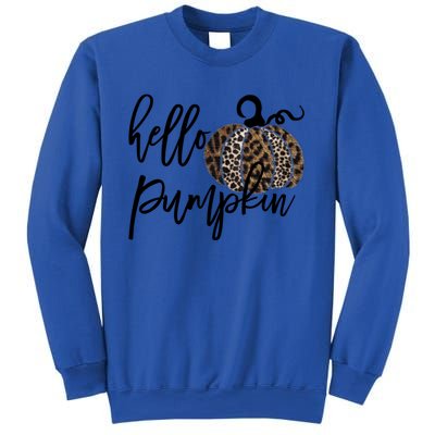 Hello Pumpkin Leopard Thanksgiving Halloween Fall Meaningful Gift Sweatshirt