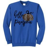 Hello Pumpkin Leopard Thanksgiving Halloween Fall Meaningful Gift Tall Sweatshirt