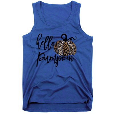 Hello Pumpkin Leopard Thanksgiving Halloween Fall Meaningful Gift Tank Top