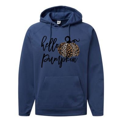 Hello Pumpkin Leopard Thanksgiving Halloween Fall Meaningful Gift Performance Fleece Hoodie