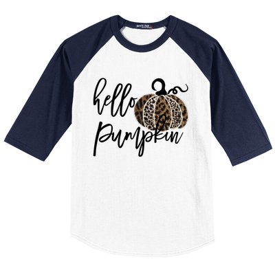 Hello Pumpkin Leopard Thanksgiving Halloween Fall Meaningful Gift Baseball Sleeve Shirt