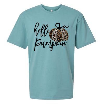 Hello Pumpkin Leopard Thanksgiving Halloween Fall Meaningful Gift Sueded Cloud Jersey T-Shirt