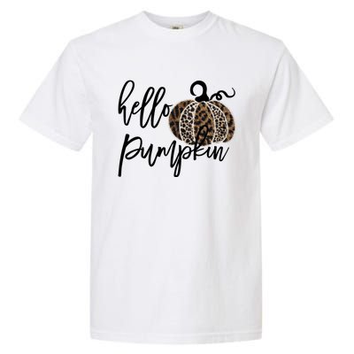 Hello Pumpkin Leopard Thanksgiving Halloween Fall Meaningful Gift Garment-Dyed Heavyweight T-Shirt