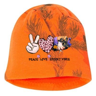 Halloween Peace Love Spooky Vibes Ghost Groovy Vintage Retro Kati - Camo Knit Beanie