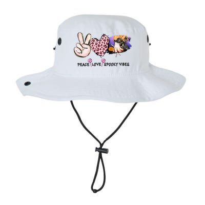 Halloween Peace Love Spooky Vibes Ghost Groovy Vintage Retro Legacy Cool Fit Booney Bucket Hat