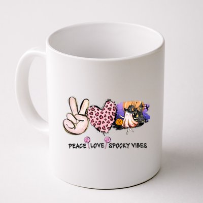 Halloween Peace Love Spooky Vibes Ghost Groovy Vintage Retro Coffee Mug