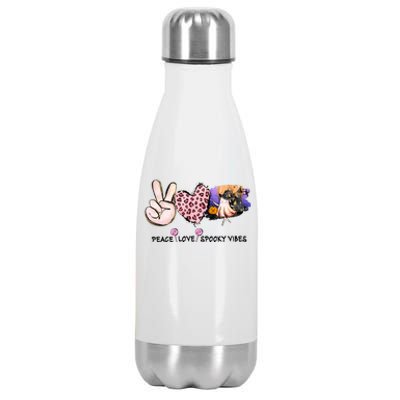 Halloween Peace Love Spooky Vibes Ghost Groovy Vintage Retro Stainless Steel Insulated Water Bottle