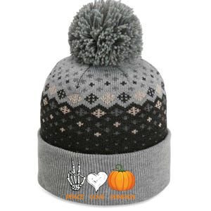 Halloween Peace Love Pumpkin Cute Fall Halloween Gift The Baniff Cuffed Pom Beanie