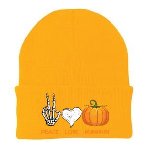 Halloween Peace Love Pumpkin Cute Fall Halloween Gift Knit Cap Winter Beanie