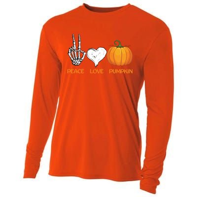 Halloween Peace Love Pumpkin Cute Fall Halloween Gift Cooling Performance Long Sleeve Crew