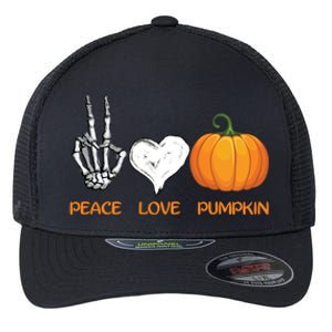 Halloween Peace Love Pumpkin Cute Fall Halloween Gift Flexfit Unipanel Trucker Cap