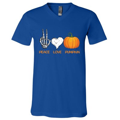 Halloween Peace Love Pumpkin Cute Fall Halloween Gift V-Neck T-Shirt