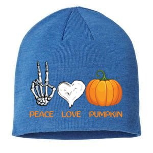 Halloween Peace Love Pumpkin Cute Fall Halloween Gift Sustainable Beanie