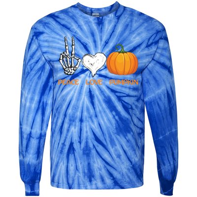 Halloween Peace Love Pumpkin Cute Fall Halloween Gift Tie-Dye Long Sleeve Shirt