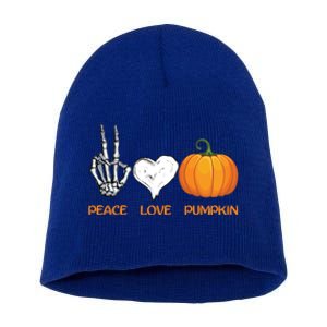 Halloween Peace Love Pumpkin Cute Fall Halloween Gift Short Acrylic Beanie