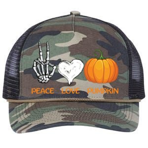 Halloween Peace Love Pumpkin Cute Fall Halloween Gift Retro Rope Trucker Hat Cap