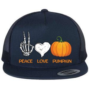 Halloween Peace Love Pumpkin Cute Fall Halloween Gift Flat Bill Trucker Hat