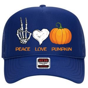 Halloween Peace Love Pumpkin Cute Fall Halloween Gift High Crown Mesh Back Trucker Hat