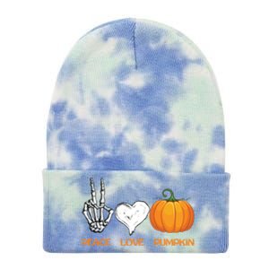 Halloween Peace Love Pumpkin Cute Fall Halloween Gift Tie Dye 12in Knit Beanie