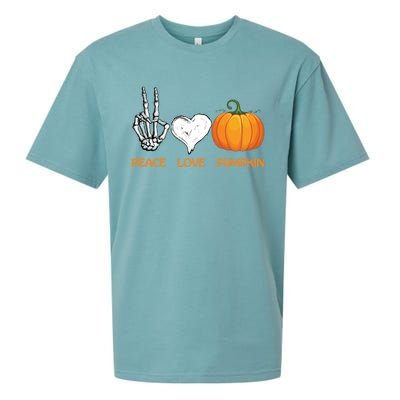 Halloween Peace Love Pumpkin Cute Fall Halloween Gift Sueded Cloud Jersey T-Shirt